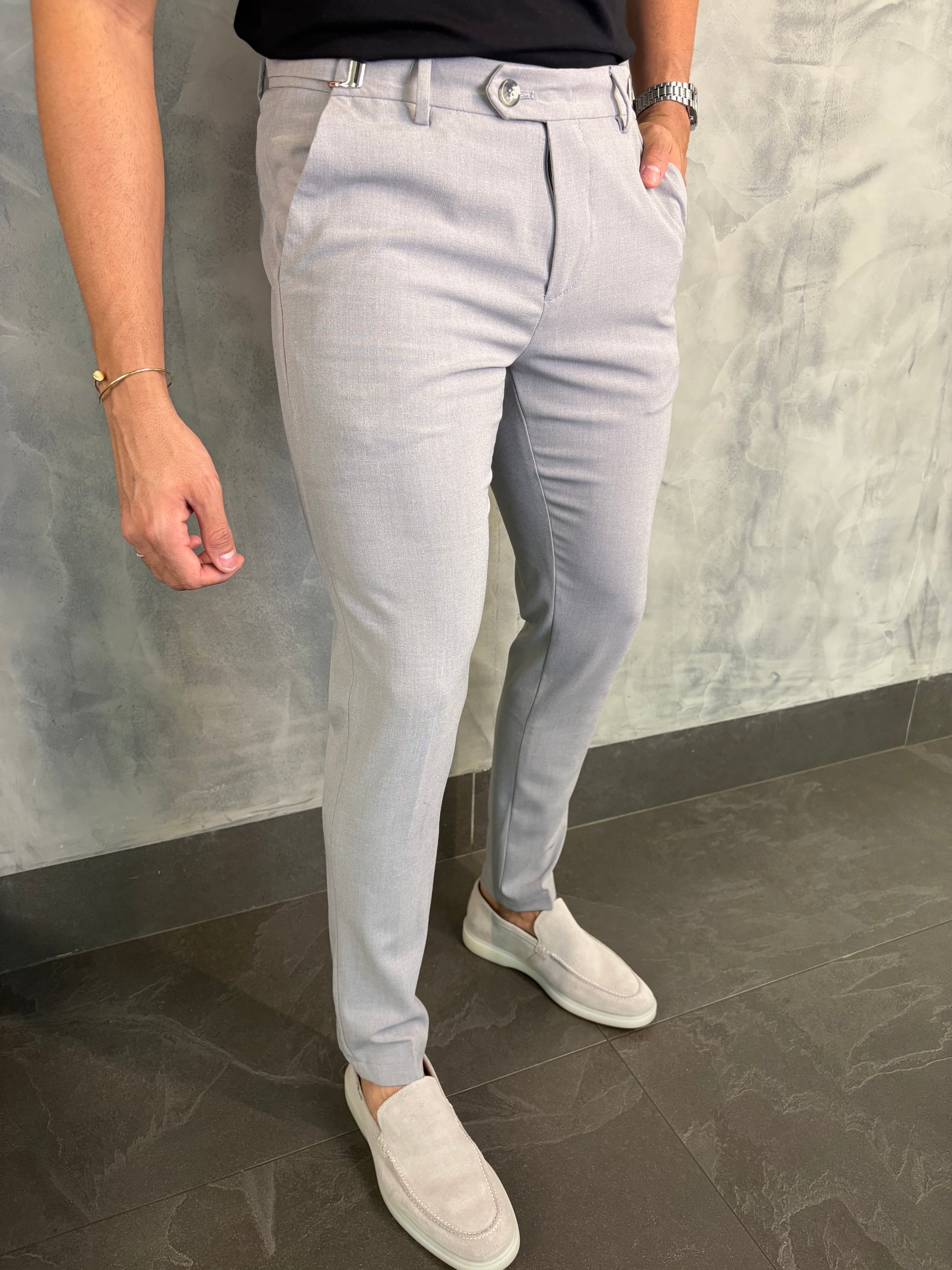 CALÇA ALF ATENAS AJUSTE FIVELA CINZA