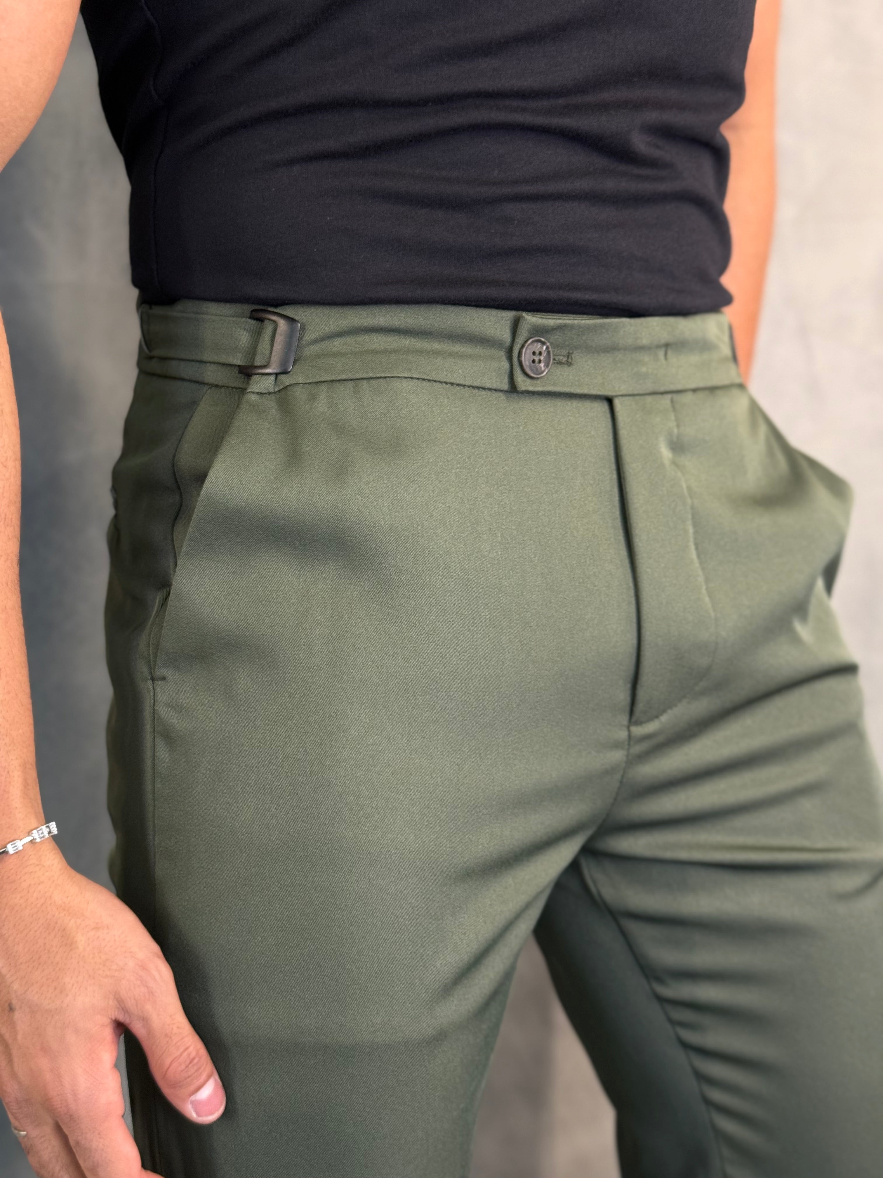 CALÇA ALF. VIENA AJUSTE CATRACA VERDE MILITAR