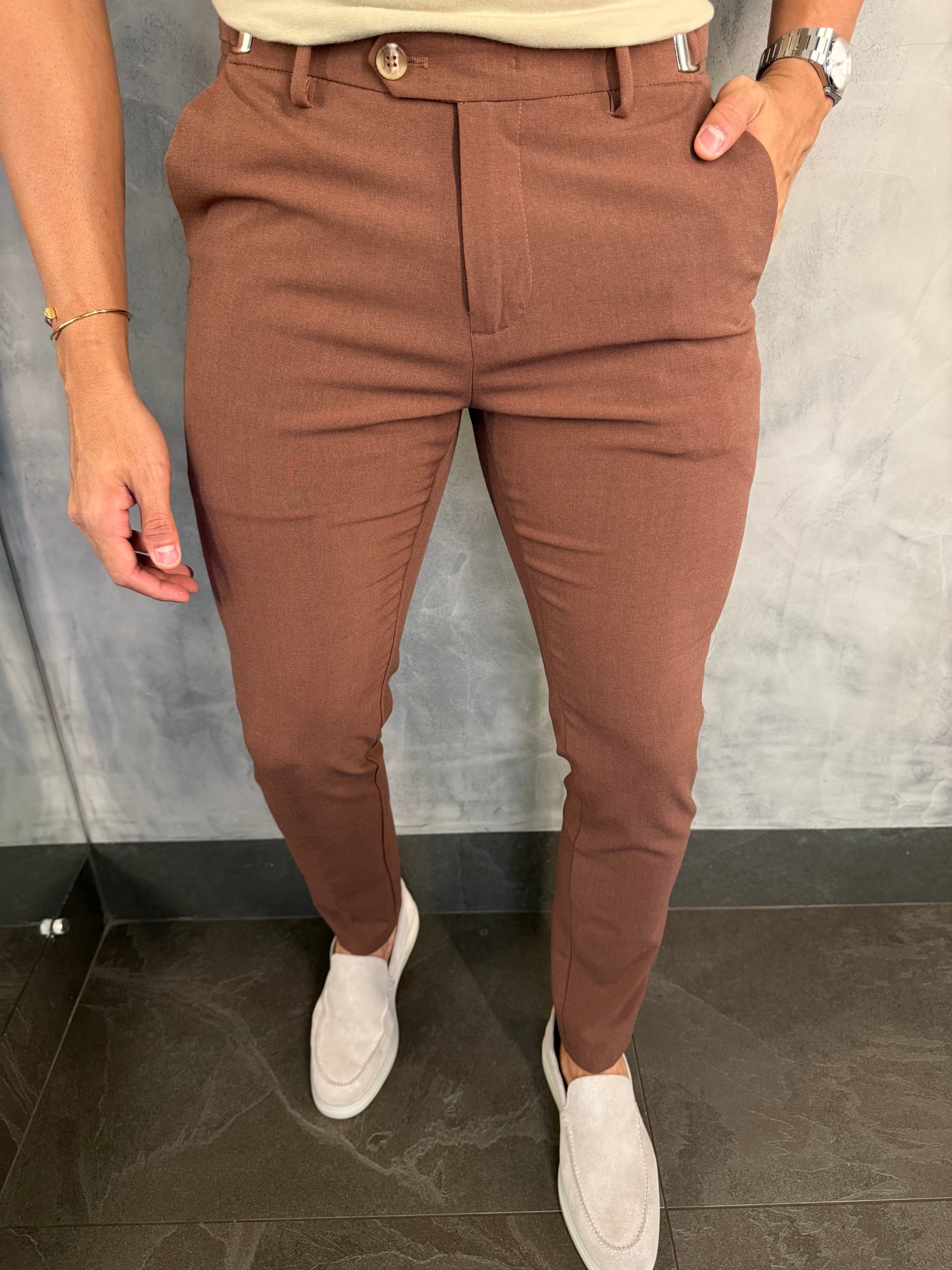 CALÇA ALF ATENAS AJUSTE FIVELA CAFÉ